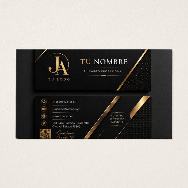 Luxury Black & Gold Professional Business Card  (Frente)