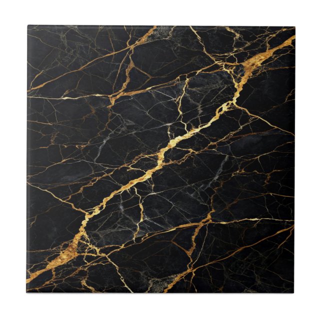 Luxury Black Marble Gold Monogram Business Brand (Frente)