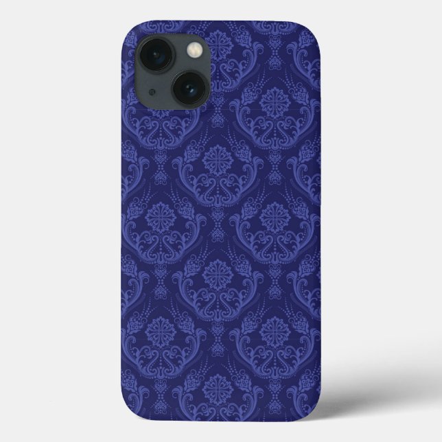 Luxury blue floral damask wallpaper (Verso)