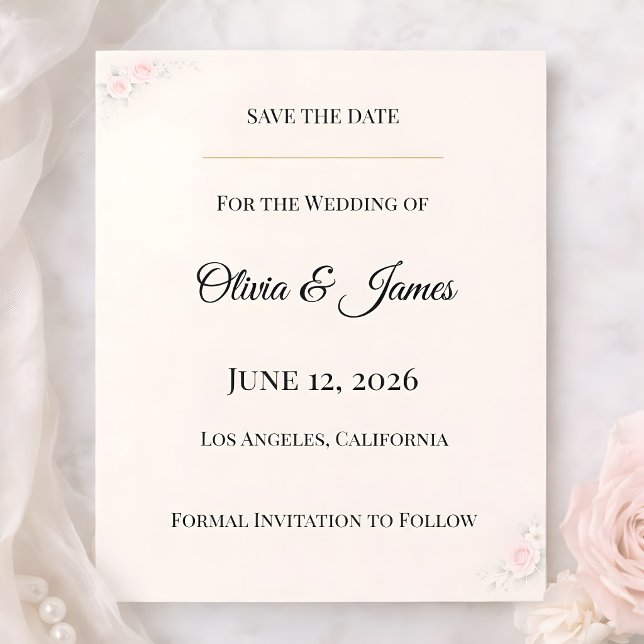 Luxury Blush Floral Save The Date (Criador carregado)