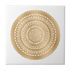 Luxury Boho Faux Dourado Mandala White