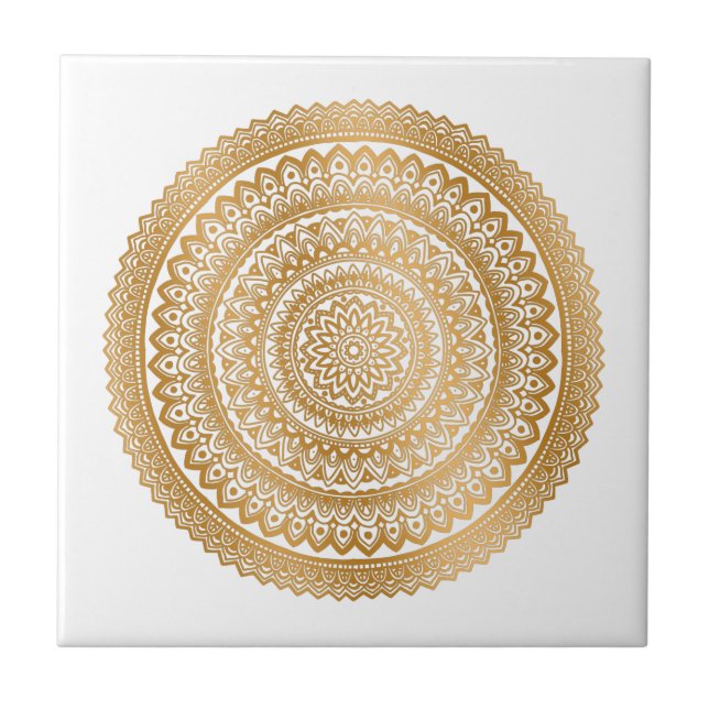 Luxury Boho Faux Dourado Mandala White (Frente)