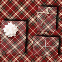 Luxury Burgundy and Cream Diagonal Tartan Plaid
