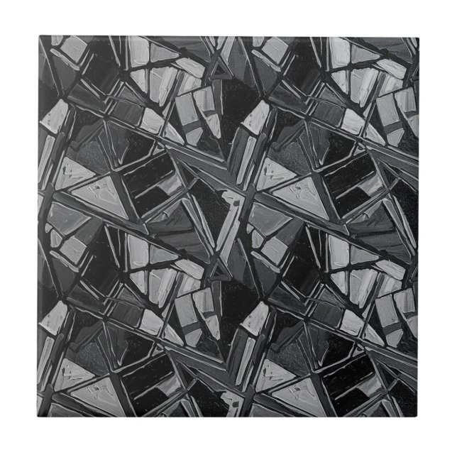 Luxury Charcoal Silver Abstract Oil Art (Frente)