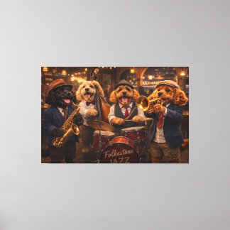 Luxury Cockapoo Jazz Band Wall Art Canvas Print