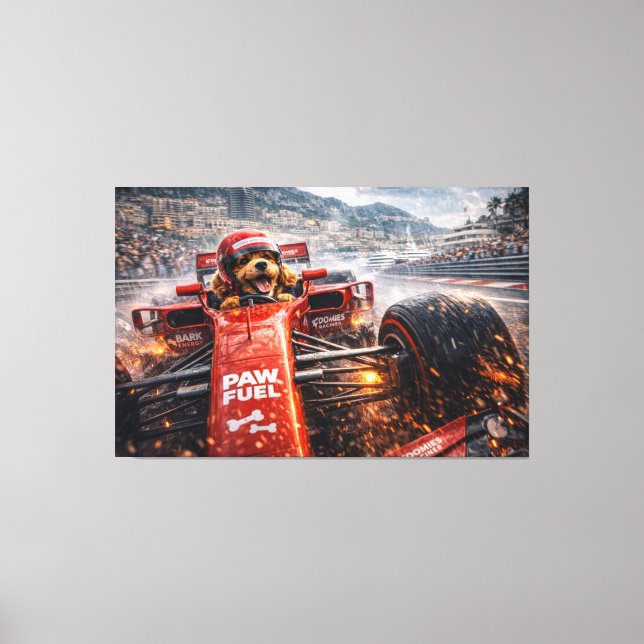 Luxury Cockapoo Racing Canvas – Cinematic Dog Art (Frente)