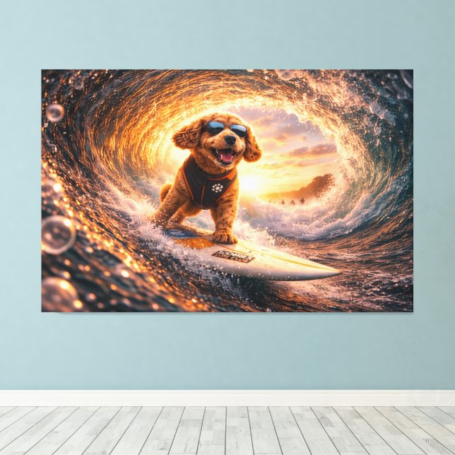 Luxury Cockapoo Surf Canvas – Ocean Dog Art (Insitu(piso de madeira))