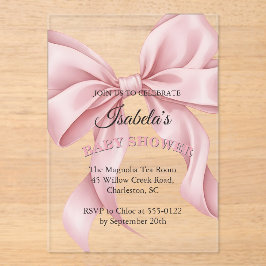 Luxury Coquette Pink Bow Baby Shower Girl Acrylic