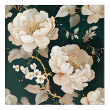Luxury Cream Peony Acrylic Wall Art - Verde Escuro