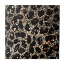 Luxury Glitter Brown Black Gold Leopard Pattern