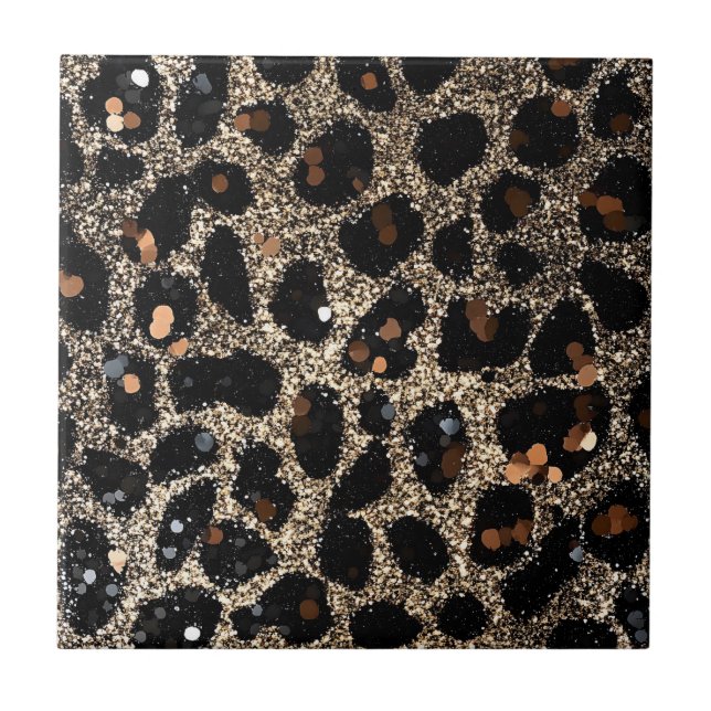 Luxury Glitter Brown Black Gold Leopard Pattern (Frente)