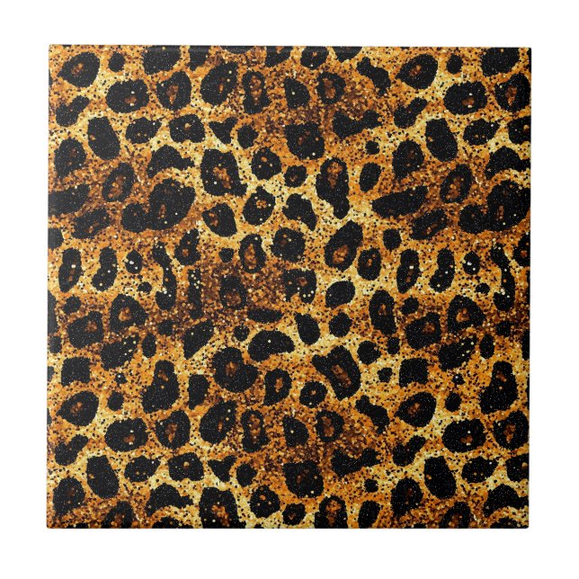 Luxury Glitter Gold Brown Rust Leopard Pattern (Frente)