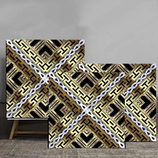 Luxury Gold and Silver Greek Geometric Pattern (Criador carregado)