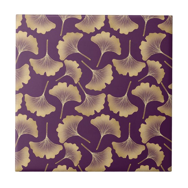 Luxury Gold Ginkgo Leaves on Deep Purple (6) (Frente)
