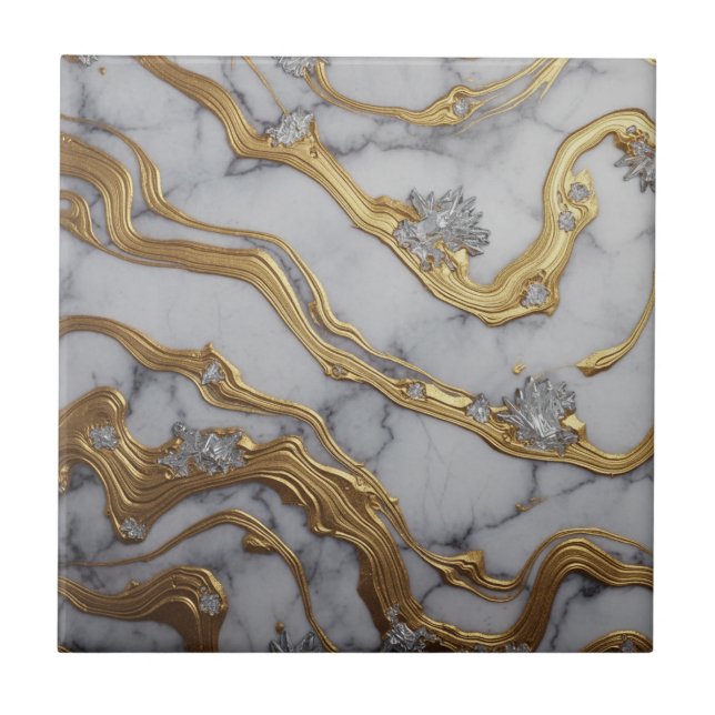 Luxury Liquid Gold & White Marble Design (Frente)
