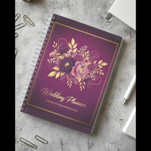 Luxury Maroon e Dourado Livro do Planejador de Cas