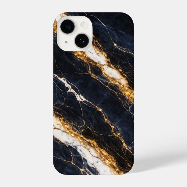 Luxury Navy Blue Marble Gold/White Vein Phone Case (Verso)