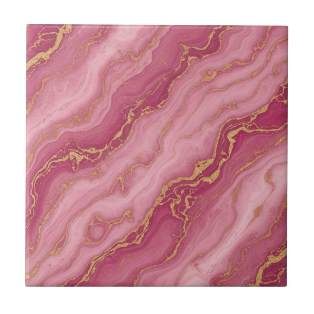 Luxury Pink and Rose Gold Marble Ceramic Pattern (Frente)