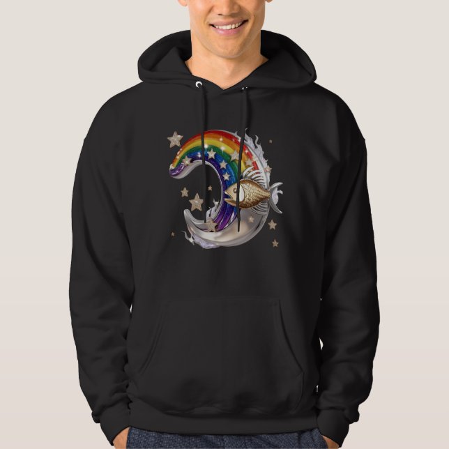 Luxury Rainbow Moon Fish 3D Star Pullover Hoodie (Frente)