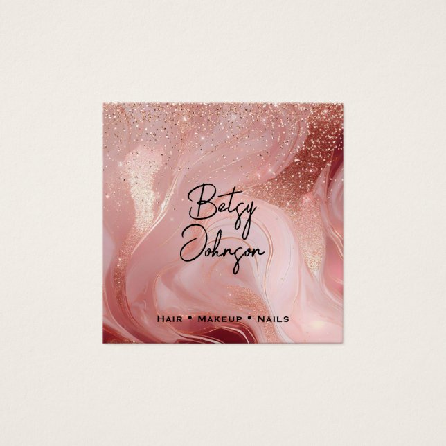 Luxury Rose Gold Glitter Salon Business Card (Frente)