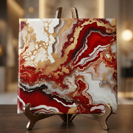 Luxury Ruby Red Gold Liquid Marble Agate Fluid Art