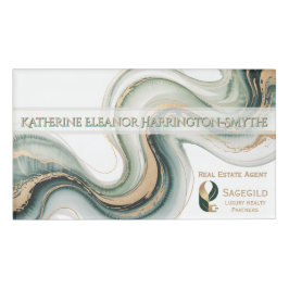 Luxury Sage and Gold Marble Realtor Logo Magnetic
