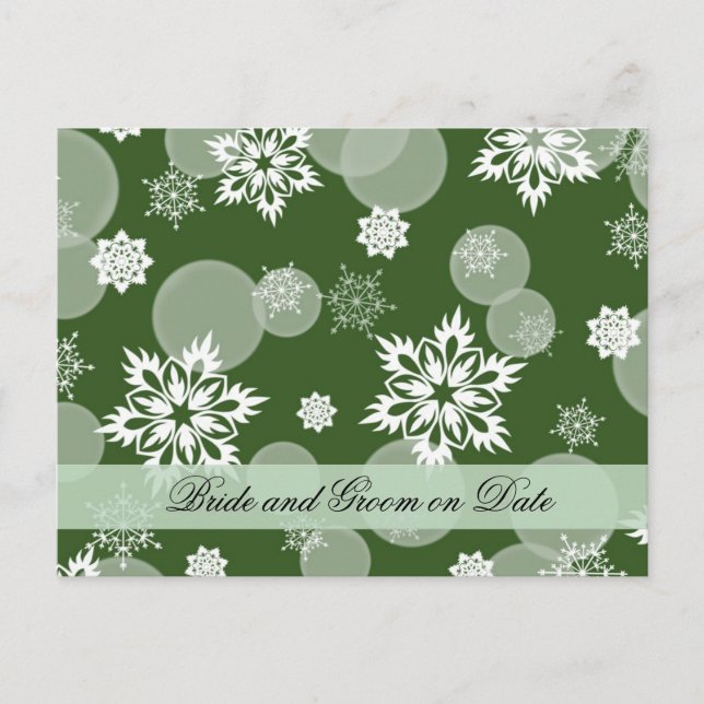 Luxury Snowflakes Winter Green Cartão de data Salv (Frente)
