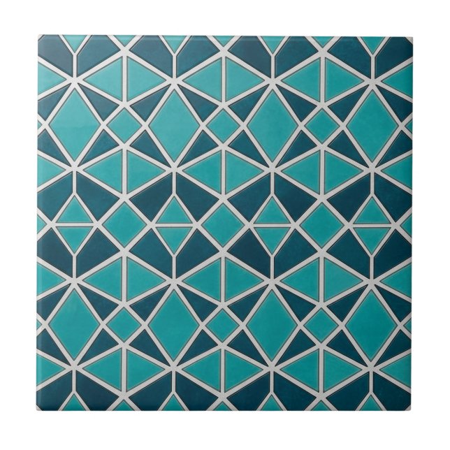 Luxury Turquoise Geometric Diamond Mosaic Tile (Frente)