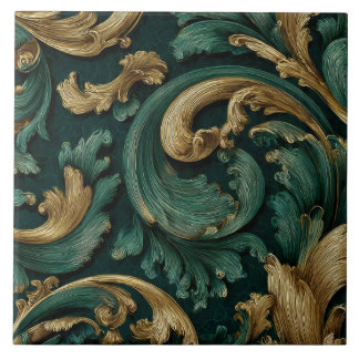 Luxury Vintage French Baroque Emerald Green Gold