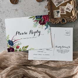Luxury Whimsical Boho Floral Menu Choice RSVP