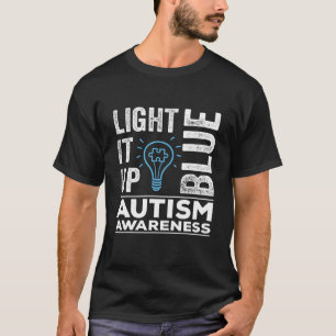 Luz Azul Autismo Sensibilização Camisa Homens Mulh