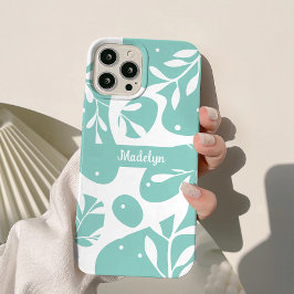 Luz Botânica Azul Personalizada Floral