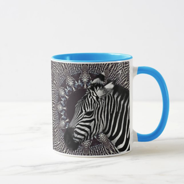 Luz da arte da zebra - caneca combinado azul (Direita)