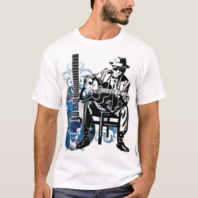 luz da camiseta da música da guitarra dos azuis (Frente)