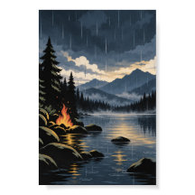 Luz de Fogo & Chuva | Poster Moderno da Natureza