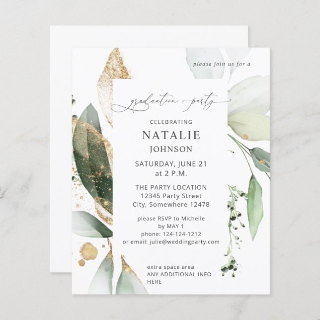 Luz de orçamento Eucalyptus Brilhante Festa de for (Frente/Verso)