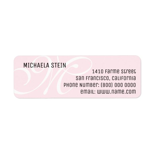 luz elegante & monogrammed - rosa etiqueta endereço de retorno