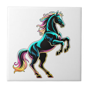 Luz Neon de Cavalo Efeito Glitch Estilo Retro