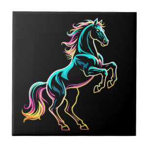 Luz Neon de Cavalo Efeito Glitch Estilo Retro