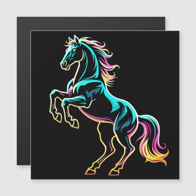 Luz Neon de Cavalo Glitch Estilo Retro (Frente/Verso)