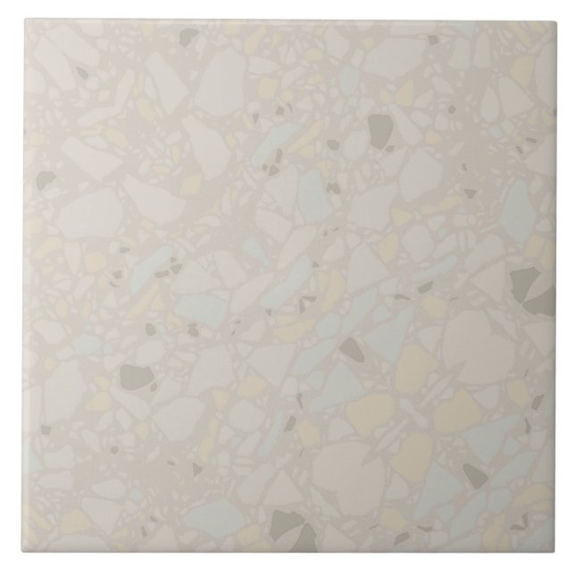 Luz neutra beige efeito terrazzo simples moderno (Frente)