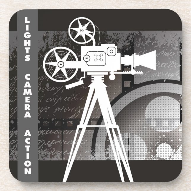 Luzes, câmera, porta copos do plástico do tema do (Frente)