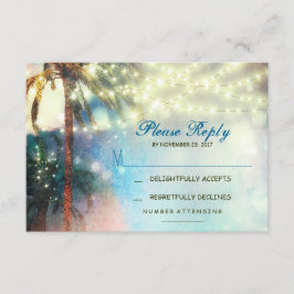 Luzes cintilantes palmeiras praia casamento RSVP