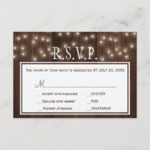 Luzes cintilantes para casamentos de madeira rsvp