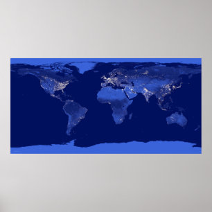 Luzes Das Cidades Do Mapa Mundial Do Poster Por Sa