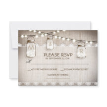 Luzes de arromba e cartão RSVP de casamento Mason 