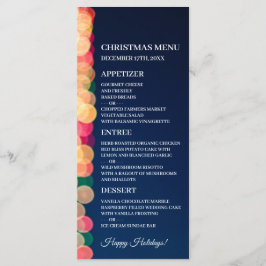 Luzes de árvore de boque, menu de Natal