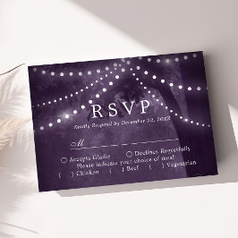 Luzes de Árvore Rústica Roxas RSVP de Casamento