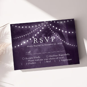Luzes de Árvore Rústica Roxas RSVP de Casamento