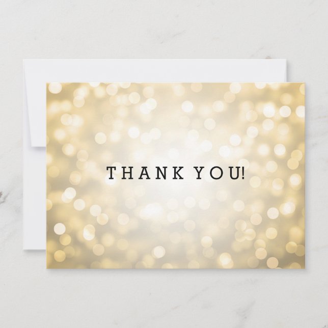 Luzes de Brilho Dourado de Nota de Agradecimento d (Frente)